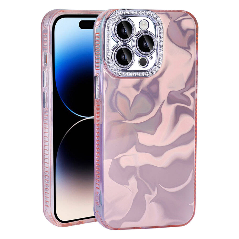 Apple iPhone 14 Pro Max Kılıf Airbagli Parlak Taş Detay Tasarımlı Esila