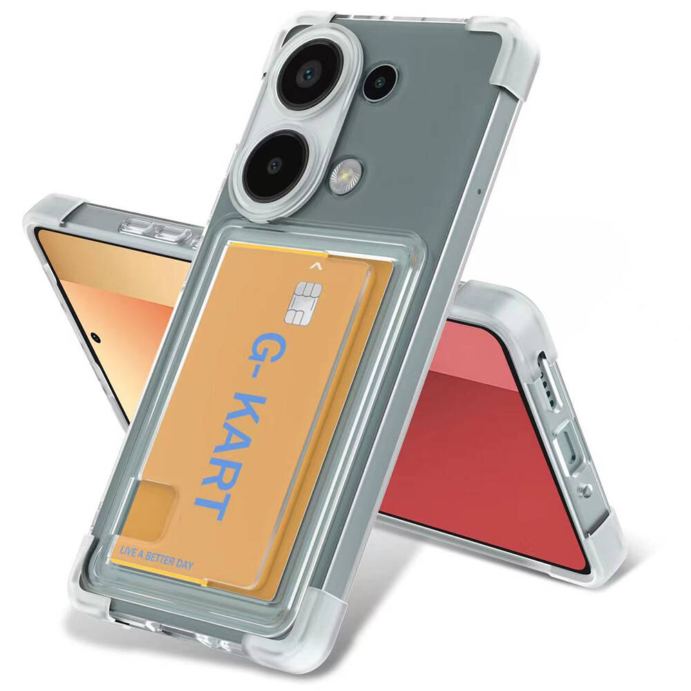 Xiaomi Redmi Note 13 Pro 5G Kılıf Airbag Tasarımlı Şeffaf Kartlıklı G-Kart